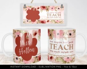 Custom Teacher Mug Gift PNG for Sublimation