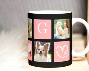DOG LOVE Photo Mug Sublimation png - Paw & Bones Pattern for Transfers 11oz, 15oz - Love Dog Photo Mug Template, Sublimation Digital Paper
