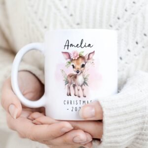 Christmas Mug Sublimation PNG, Christmas Cute Deer PNG Mug, Personalized Christmas Mug, Transfer Mug Press, Wrap Template, Instant Download.