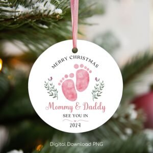 Mommy and Daddy Christmas Ornament PNG, Pregnancy Announcement Xmas Sublimation PNG Ornament, Instant Download, PNG Wrap Transfers Design.