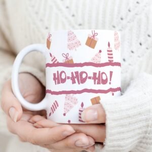 Christmas Mug Sublimation PNG, Cute Christmas Tree Pattern PNG, Ho Ho Ho Christmas Mug, Transfer Mug Press, Wrap Template, Instant Download.