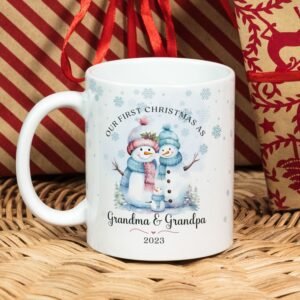 1st Christmas as Grandma & Grandpa PNG Mug, Grandparents Xmas Family Mug, Christmas Sublimation Mug PNG, Mug Wrap Template, Instant Download