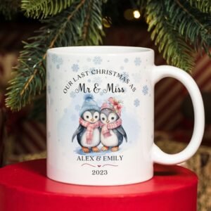 Last Xmas as Mr & Miss PNG Mug, Personalized Xmas Wedding Mug, Couple Christmas Sublimation Mug PNG, Mug Wrap Template, Instant Download.