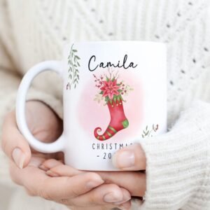 Christmas Mug Sublimation PNG, Christmas Cute Sock PNG Mug, Personalized Christmas Mug, Transfer Mug Press, Wrap Template, Instant Download.