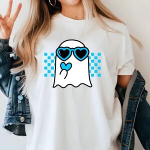 Retro Blue Ghost PNG, Cute Ghost PNG, Halloween Png, Checkered Ghost, Boujee Ghost Png, Spooky Season PNG, Fall Shirt Png, Instant Download.