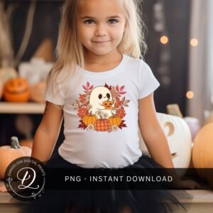 Retro Floral Ghost PNG, Cute Ghost PNG, Vintage Halloween Png, Autumn Pumpkin Png, Boujee Ghost Png, Spooky Season PNG. Fall Sublimation Png