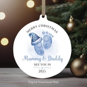 Mummy and Daddy Christmas Ornament PNG, Pregnancy Announcement Xmas Sublimation PNG Ornament, Instant Download, PNG Wrap Transfers Design.
