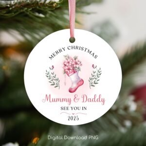 Mummy and Daddy Christmas Ornament PNG, Pregnancy Announcement Xmas Sublimation PNG Ornament, Instant Download, PNG Wrap Transfers Design.