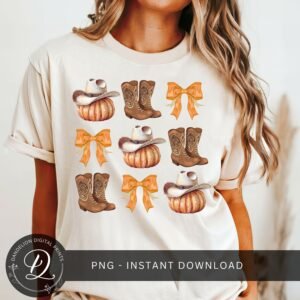 Howdy Pumpkin PNG, Western Fall Sublimation, Coquette Bow Collage PNG, Autumn Vibes Png, Country Pumpkins Png, Cowgirl PNG, Thanksgiving Png