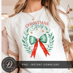 Christmas Girly PNG, Xmas Coquette Bow PNG, Vintage Christmas Bow PNG, Retro Christmas Sublimation,  Retro Holidays Png, Girly Shirt Png.