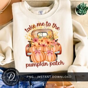 Take Me To The Pumpkin Patch PNG, Cute Fall Truck Png Autumn Clipart, Watercolor Pumpkins Truck, Fall Sublimation Print, Thanksgiving PNG,