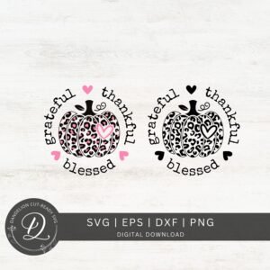 Grateful Thankful Blessed SVG, Leopard Pumpkin SVG, Cheetah Fall Shirt Svg, Thanksgiving Cut File, Pumpkin Sublimation PNG, Halloween Svg.
