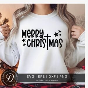 Merry Christmas SVG PNG, Christmas Shirt Svg, Religious Cross Svg, Christmas Cricut Svg File, Xmas Sublimation, Winter Svg, Holiday Star Svg