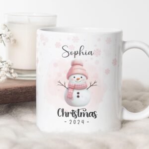 Personalized Christmas Snowman Mug PNG, Xmas Custom Name PNG Mug, Christmas Sublimation Mug, Transfer Wrap Mug Template, Instant Download.