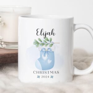 Personalized Christmas Stocking Mug PNG, Xmas Custom Name PNG Mug, Christmas Sublimation Mug, Transfer Wrap Mug Template, Instant Download.