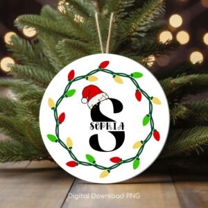 Christmas Alphabet PNG, Santa Hat Initial Letters PNG, Xmas Monogram Design, Custom Name Christmas Sublimation, Custom Family Xmas Ornament.