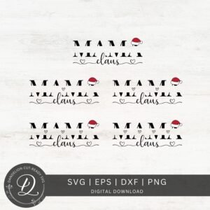 Mama Claus SVG, Christmas SVG, Mama Split Name Frame Svg, Mama Cut File, Mom Outline, Mama Claus Png, Mama Monogram Svg, Mama Cricut Svg.