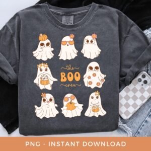 The Boo Crew Ghost PNG, Retro Ghost Collage PNG, Vintage Halloween Png, Kawai Mini Ghosts Png, Boujee Ghost Png, Cute Floral Ghost PNG.