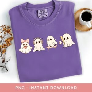 Retro Pink Ghost PNG, Cute Ghost Collage PNG, Vintage Halloween Png, Mini Ghost Png, Boujee Ghost Png, Spooky Season PNG. Girly Ghost Png.