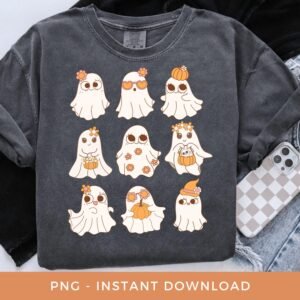 Retro Floral Ghost PNG, Cute Ghost Collage PNG, Vintage Halloween Png, Mini Ghost Png, Boujee Ghost Png, Kawai Ghost PNG. Girly Ghost Png,