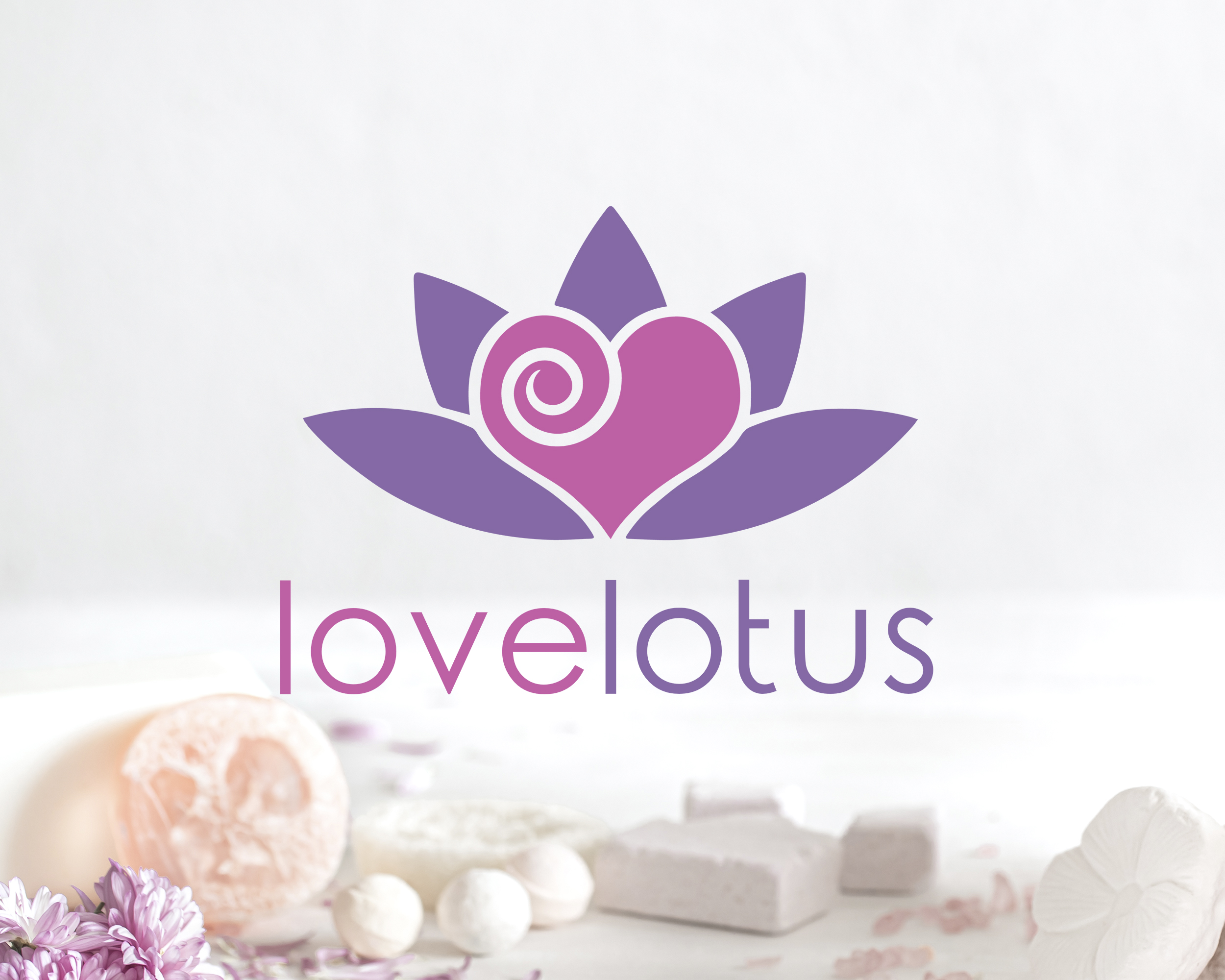 Editable Love Lotus Flower Logo Template
