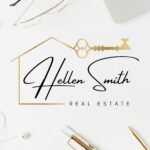 Premade Logo Golden Key - Signature Business Name