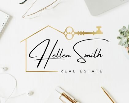 Premade Logo Golden Key - Signature Business Name