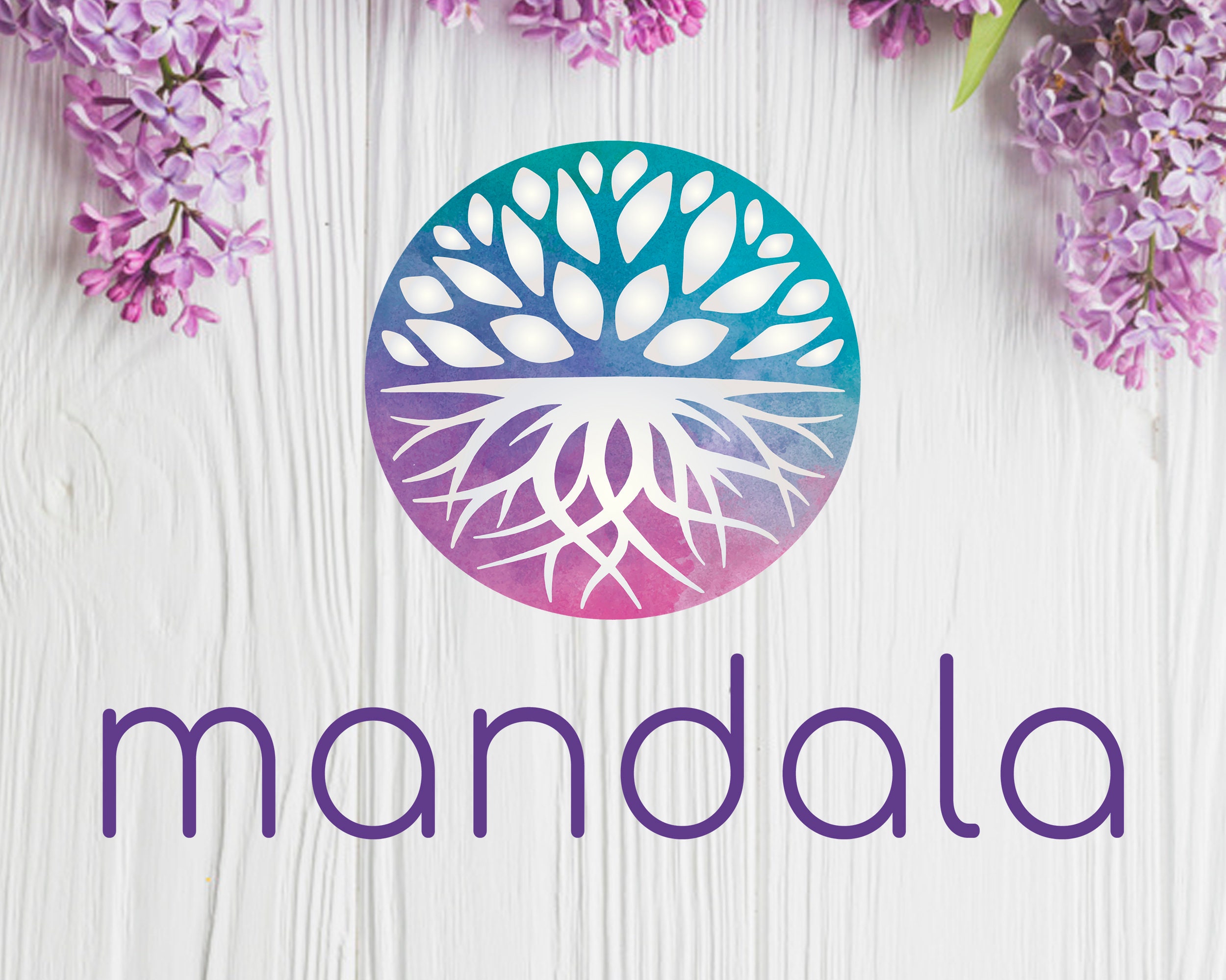 Watercolor Tree -  Mandala Logo -  Tree of life logo -  Roots logo -  Wellness Logo -  Coaching Logo -  Yoga Logo -  Premade Logo -  Handmade Logo Design