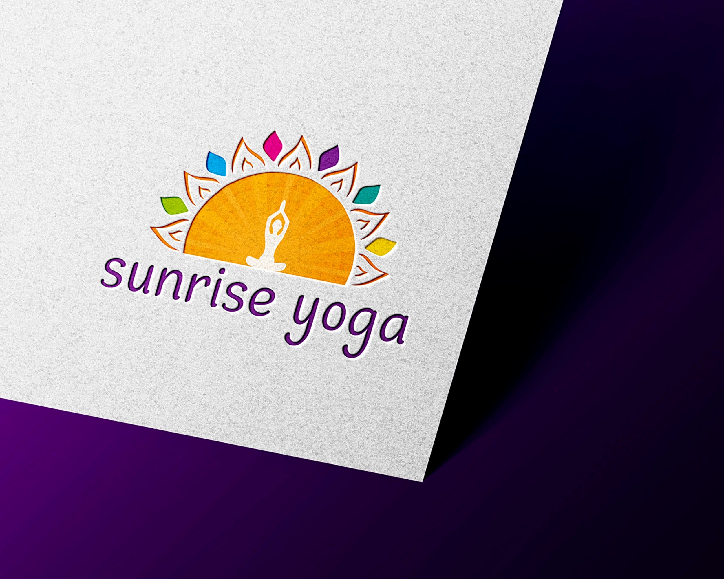 Yoga Logo Design -  Sunrise Logo -  Lotus Design -  Meditation Logo -  Leaves Logo -  Premade Logo -  Handmade Logo Design -  Sun Logo