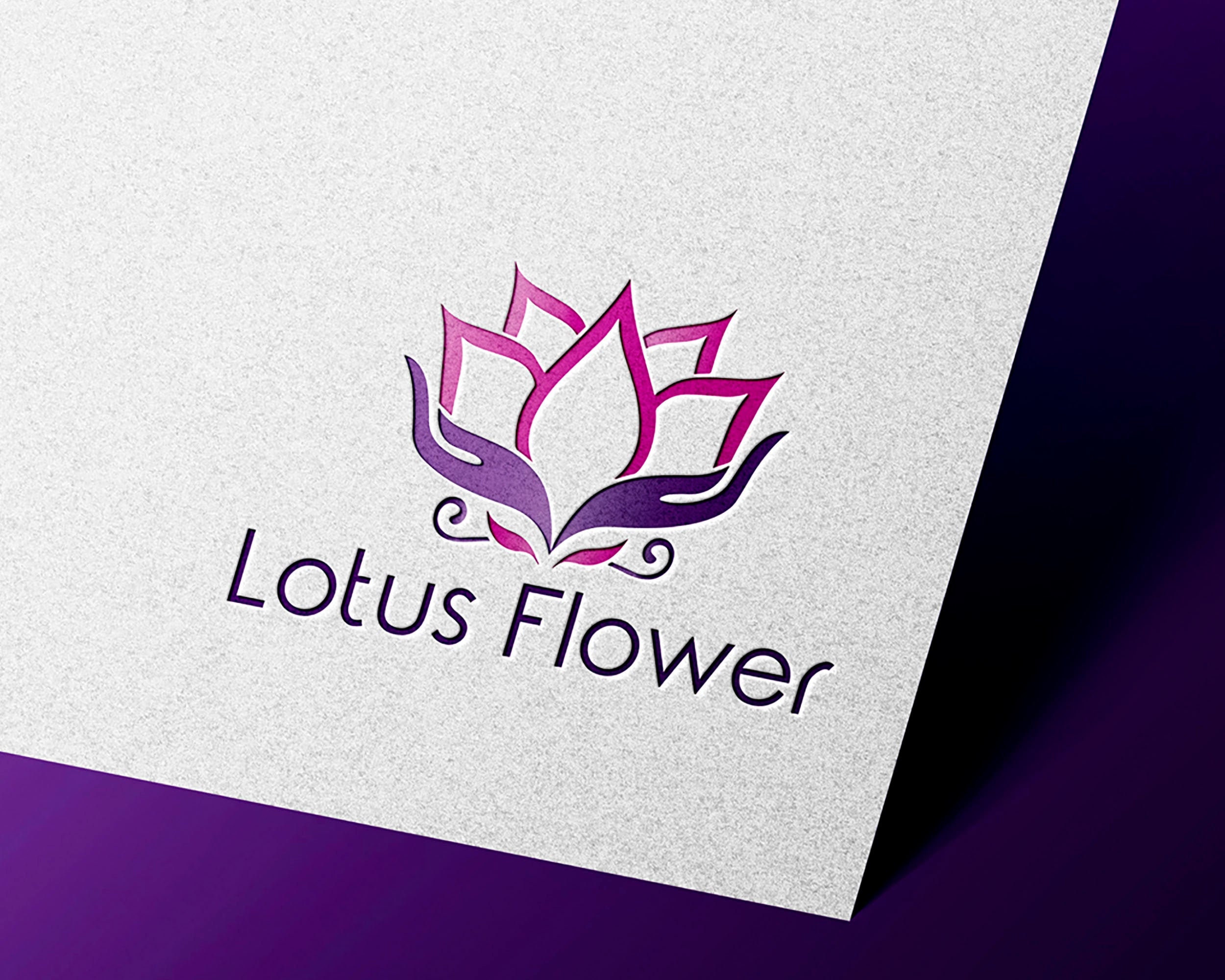 Lotus Flower Logo Design -  Yoga Logo -  Healing Logo -  Spa Logo -  Lotus Design -  Hand Logo -  Wellness Logo -  Premade Logo -  Handmade Logo Design