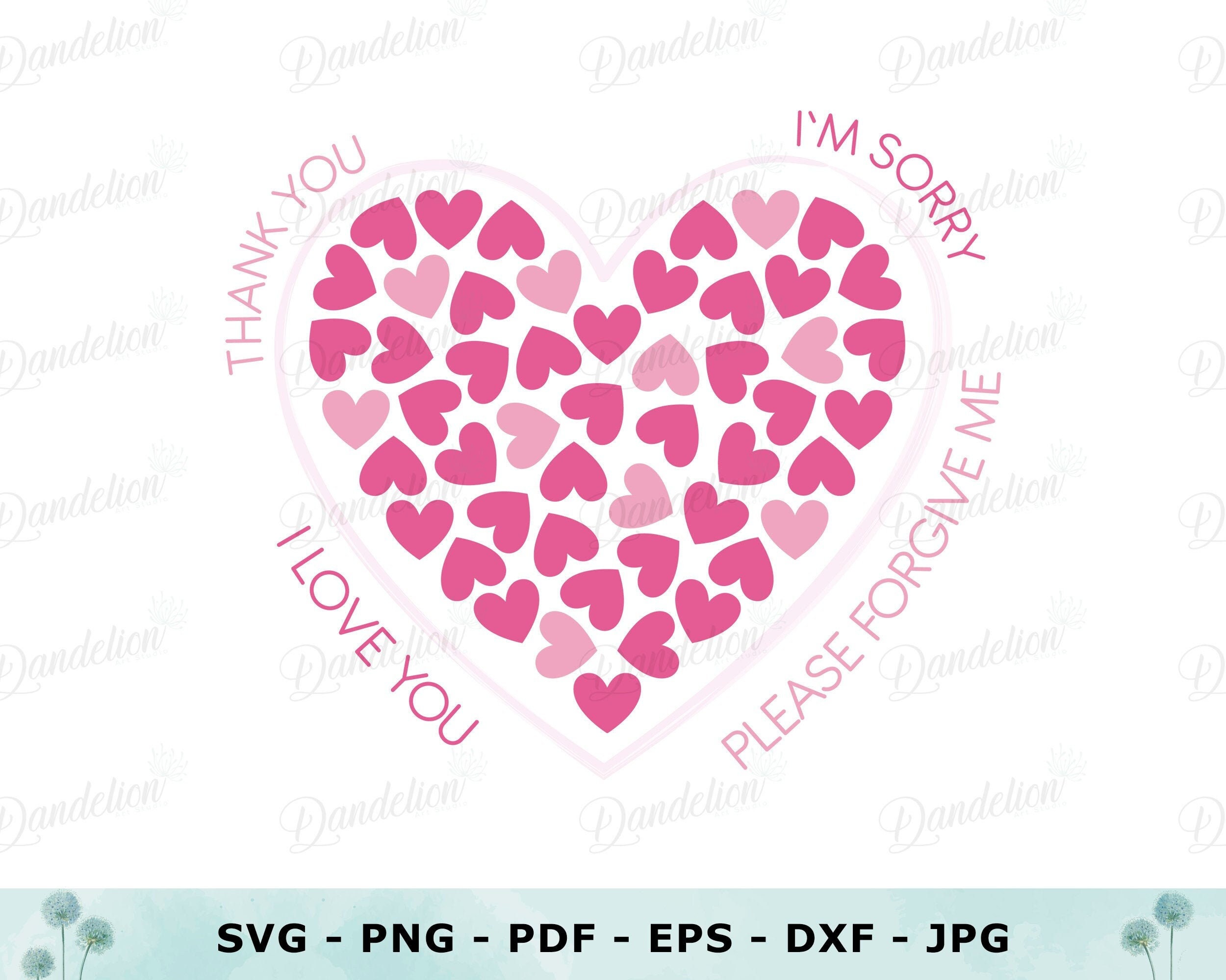 Hoponopono Heart and Love SVG -  I Love You Art -  Printable Design -  DYI: Cups -  T-shirts -  Bags -  Notebook -  Pillow -  Ho'oponopono mantra art design