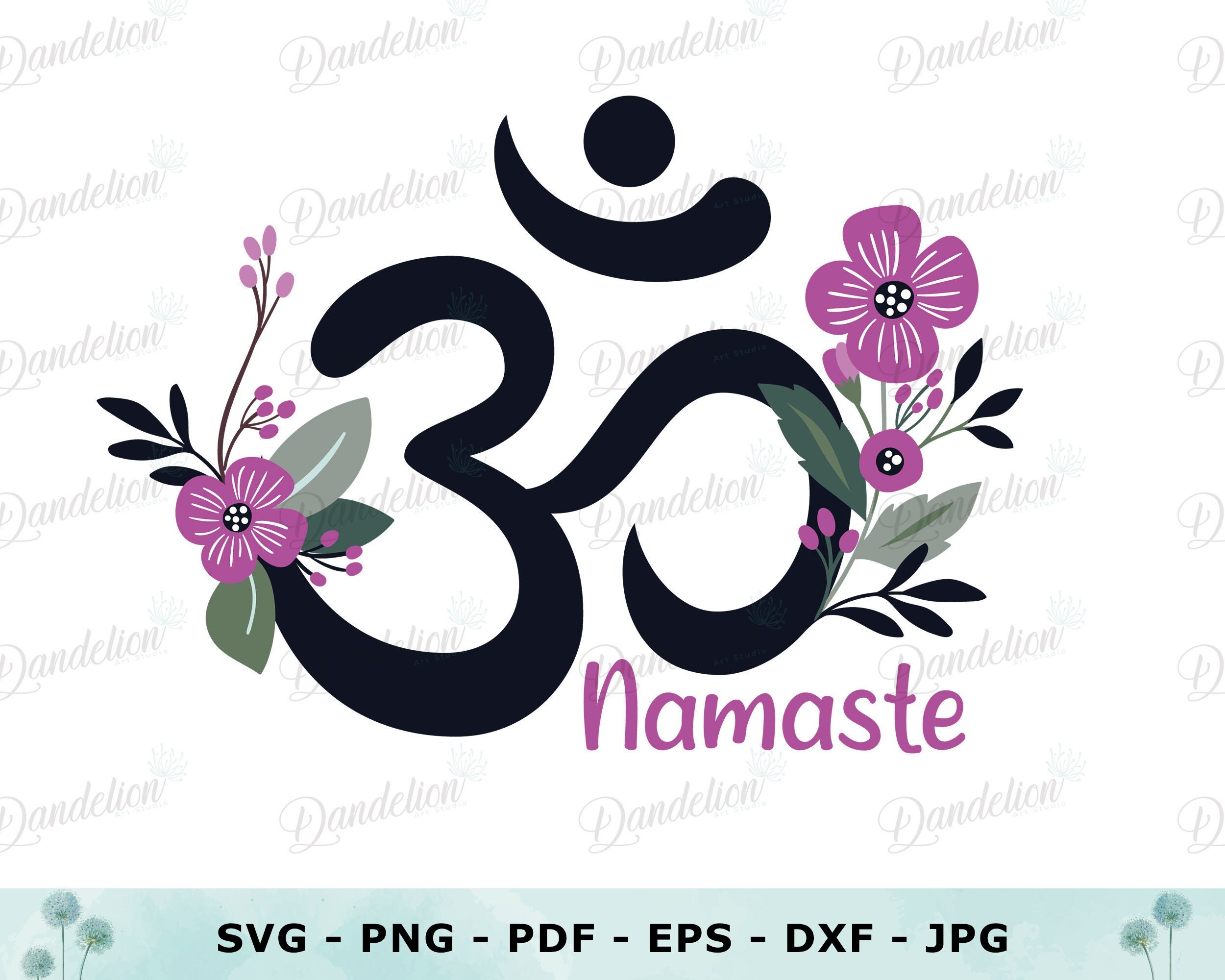 Aum Symbol Instant Download -  Printable Art -  Om Floral Namaste -  Meditation -  Yoga Room -  Om Wall Art -  Namaste Poster -  Spiritual Zen Art Design