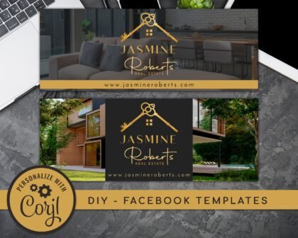Editable Realtor Facebook Template -  Real Estate Facebook Cover and Profile Picture Templates. DIY Instant Download High-Quality Art Design