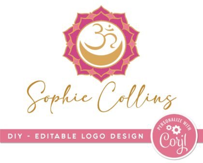 DIY Moon Om Lotus Logo Design -  Wellness Logo -  Yoga Logo -  Coach Logo -  OM Mandala Art Design -  Logo Design -  Editable Template Instant Download
