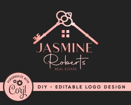 Editable Realtor Rose Gold Logo -  Premade Real Estate Logo Template -  Realtor Branding -  Real Estate Branding -  Editable Logos -  Instant Download