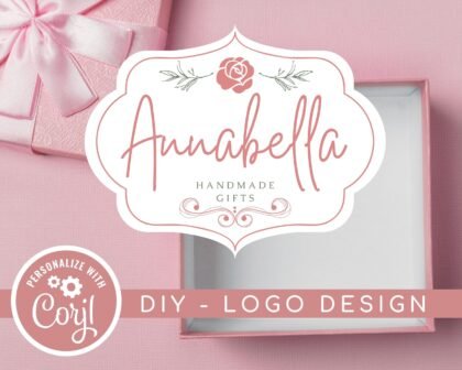 DIY Elegant Vintage Rose Logo Template - Craft Art Design - Premade Logo -  Beauty Salon Logo -  Vintage Logo -  Flower Logo -  Editable Template