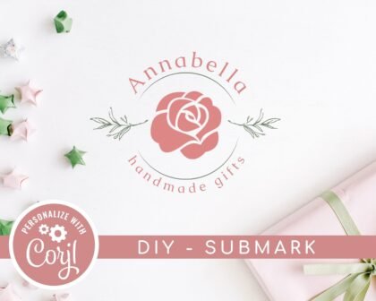 DIY Vintage Logo Stamp - Editable Custom Logo Templates - Beauty Salon Logo - Vintage Logo - Flower Logo - Boho Logo -  Premade Logo