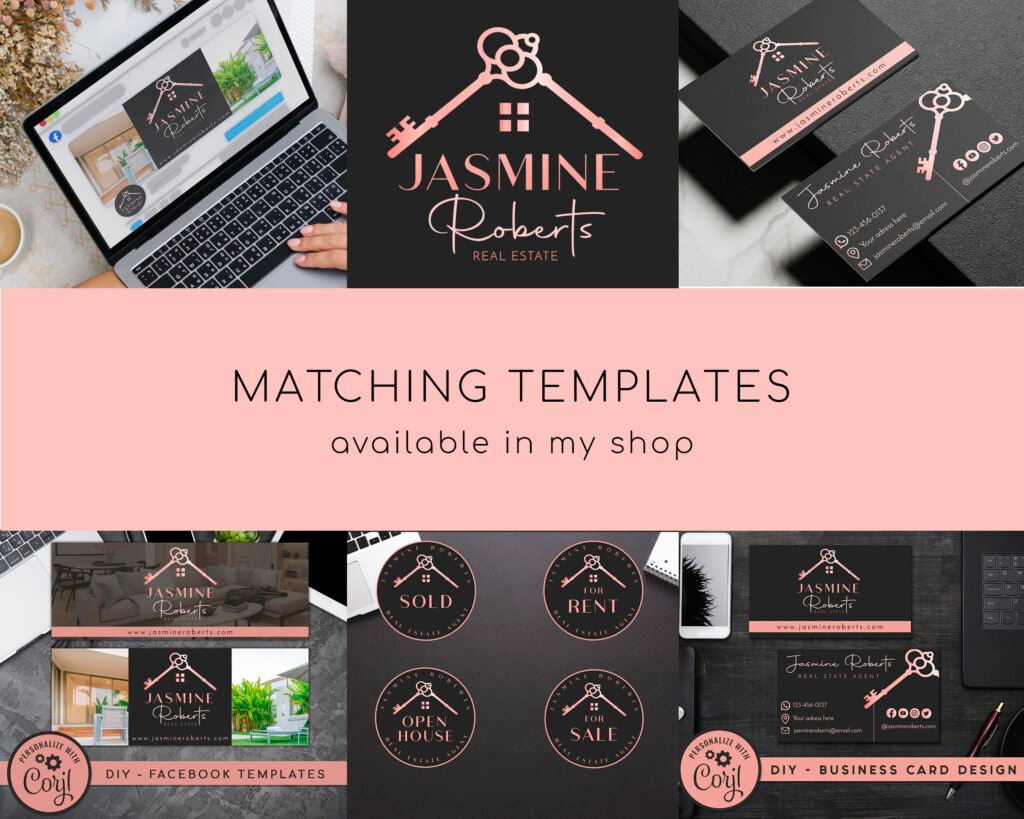 Editable Realtor Rose Gold Facebook Template Agent Facebook Cover and