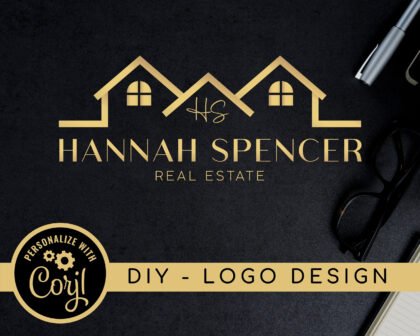EDITABLE Gold Realtor Logo -  Premade Real Estate Logo Template -  Realtor Branding -  Real Estate Branding -  DIY Logos -  Instant Download