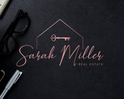 Rose Gold Real Estate Logo Design -  Submark Logo -  Watermarks - Personalized Realtor Branding -  Modern Logo for Real Estate Agents
