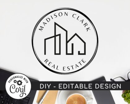 Editable Premade Rose Gold Real Estate Logo -  DIY Design Template -  Realtor Branding -  Real Estate Branding -  Editable Logos -  Instant Download