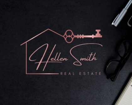 Premade Real Estate Logo - Rose Gold Realtor Logo -  Submark and Watermark -  Logo Stamps -  High-Quality Branding for Real Estate Agents