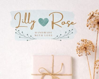 Handmade Logo Design - Craft Logo -  Premade Logo - Hand Drawn Art Design - Logo Stamp -  Submark Logo and Watermarks -  Small Business Logo
