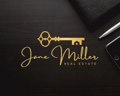 Real Estate Premade Logo Signature Golden Key Design for Real Estate Agents - I will add your Signature Name and Tagline to All Designs