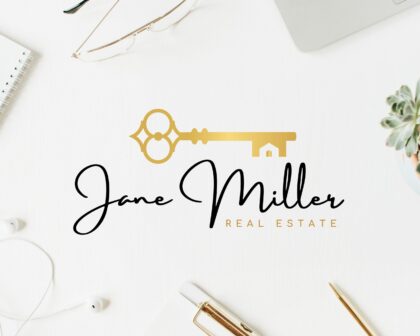 Real Estate Premade Logo Signature Golden Key Design for Real Estate Agents - I will add your Signature Name and Tagline to All Designs