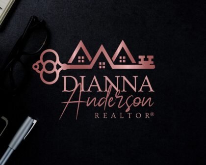 Rose Gold Real Estate Logo Design -  Submark Logo -  Watermarks - Personalized Realtor Branding -  Modern Logo for Real Estate Agents