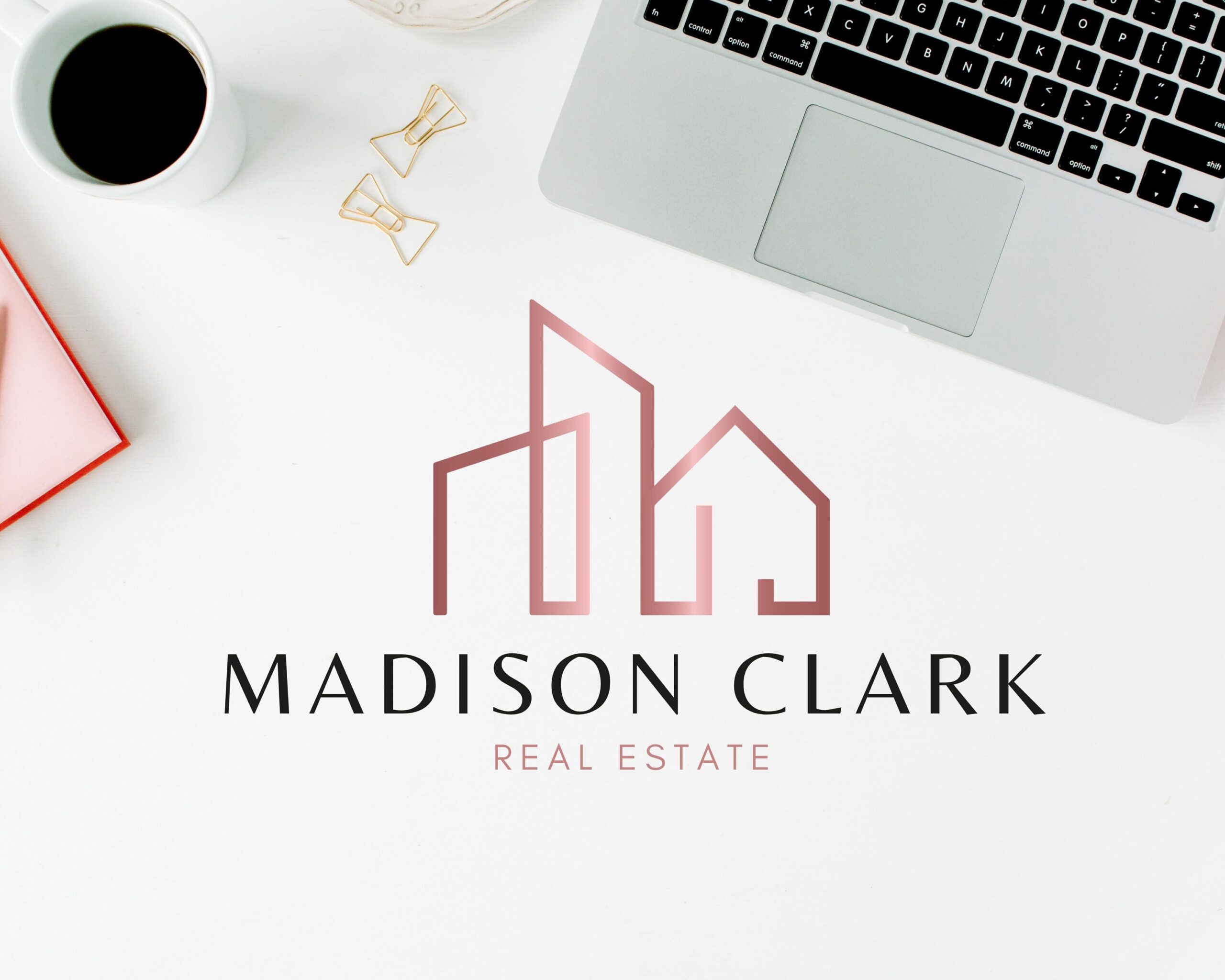 Real Estate Rose Gold Logo Design. I will design this logo with your business name and tagline. Professional Branding for Real Estate Agents