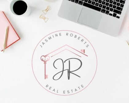 Rose Gold REAL ESTATE LOGO - Broker Premade Logo Designs -  Submark and Watermark -  Realtor Agents Brand - Feminine High-Quality Branding
