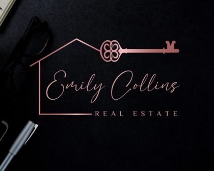 Real Estate Rose Gold Logo Design - Main Logo -  Submark Logo Stamp and Watermarks - High-Quality Branding for Real Estate Agents