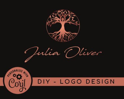Logo Template Tree of Life Rose Gold -  DIY Editable Design -  Wellness Art Design -  Life Coaching -  Woman and Nature -  DIY Premade Logo Design